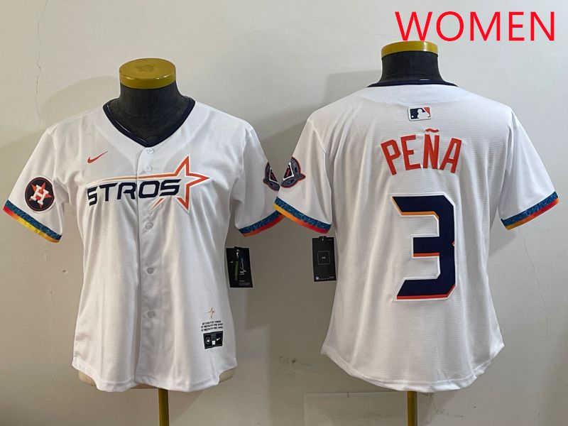 Women Houston Astros #3 Pena White Fourth generation Joint Name 2025 Nike MLB Jersey style 8->houston astros->MLB Jersey